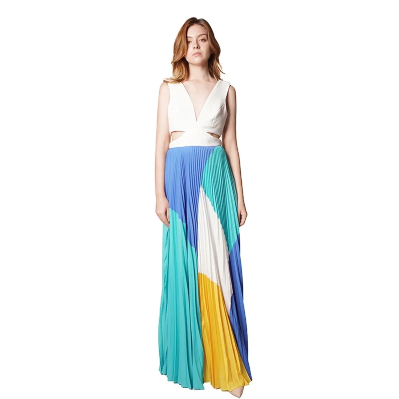 Hollow slim and colorful women's long skirt
