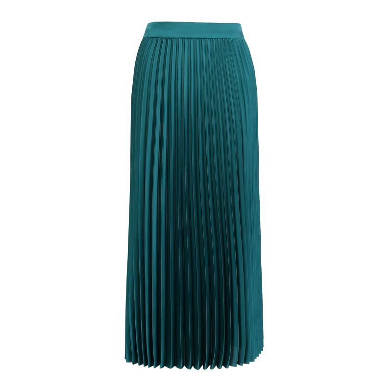 Pleated medium length high waist skirt