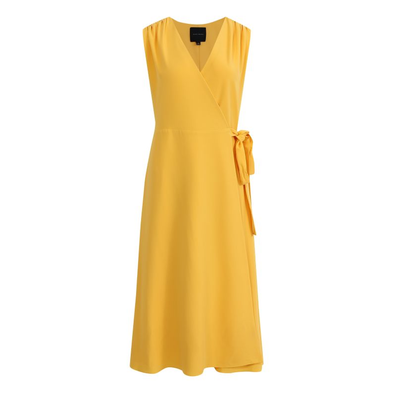 Yellow sleeveless French V-neck dress