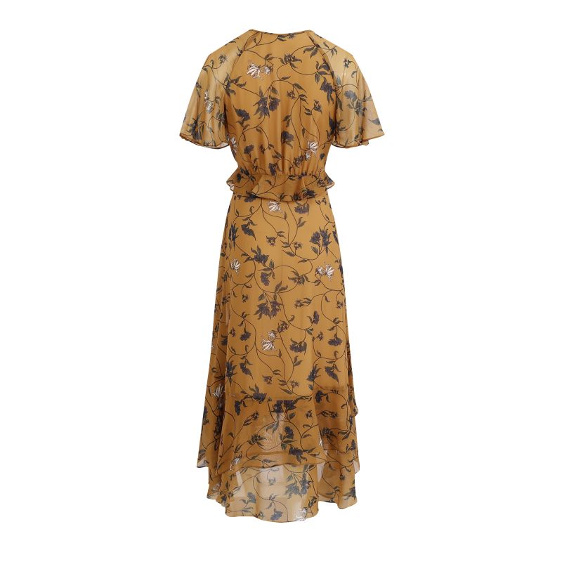 Chiffon floral V-Neck long dress