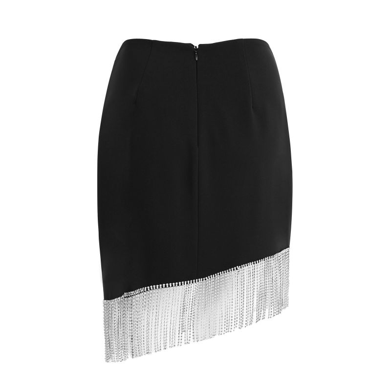 Chain fringed irregular A-shaped skirt