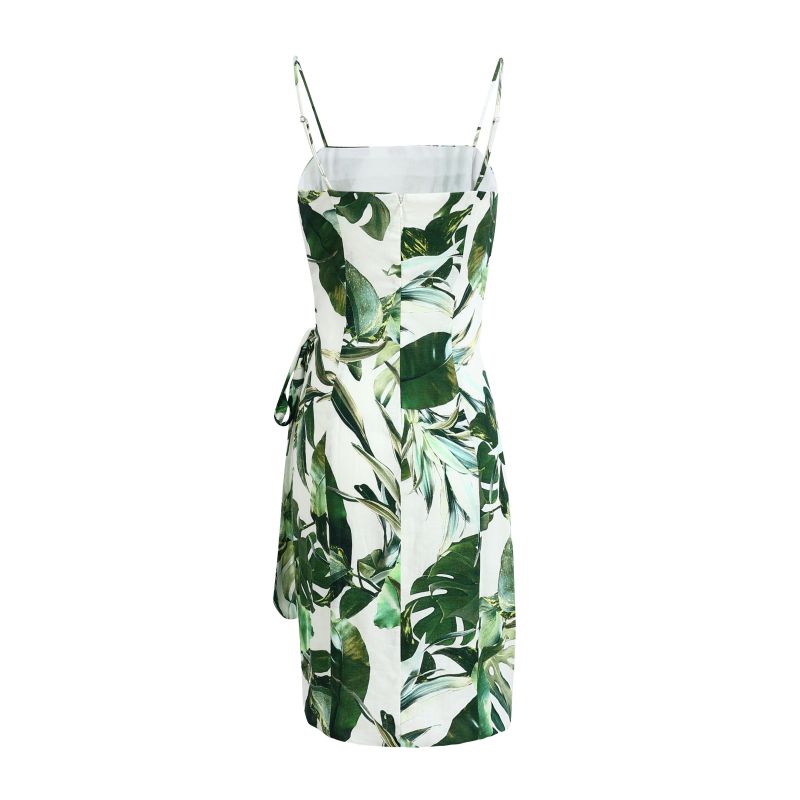 Tropical style printed bandage dress