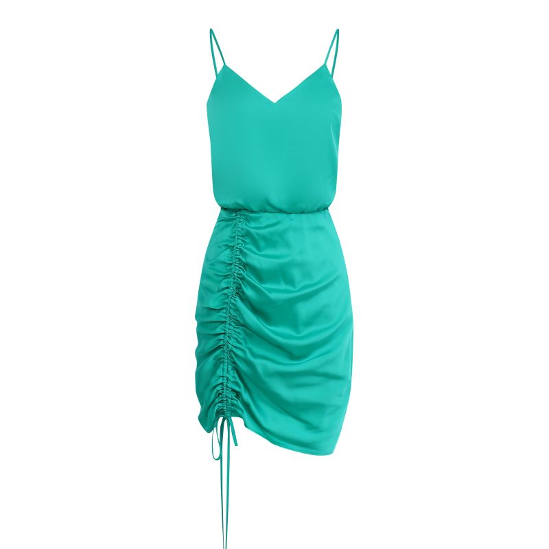 Sexy Green sling Pleated Dress.jpg