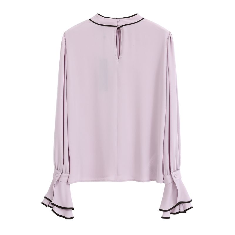 Round neck silk satin elegant blouse