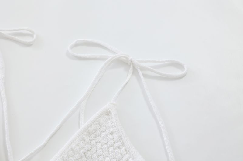 Short hollow embroidery white suspender vest